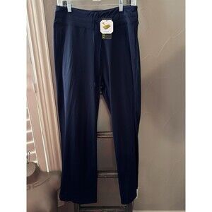 UPF 50+ High Waist Women's Yoga Pants, Wide-Leg Workout Athleisure Navy L